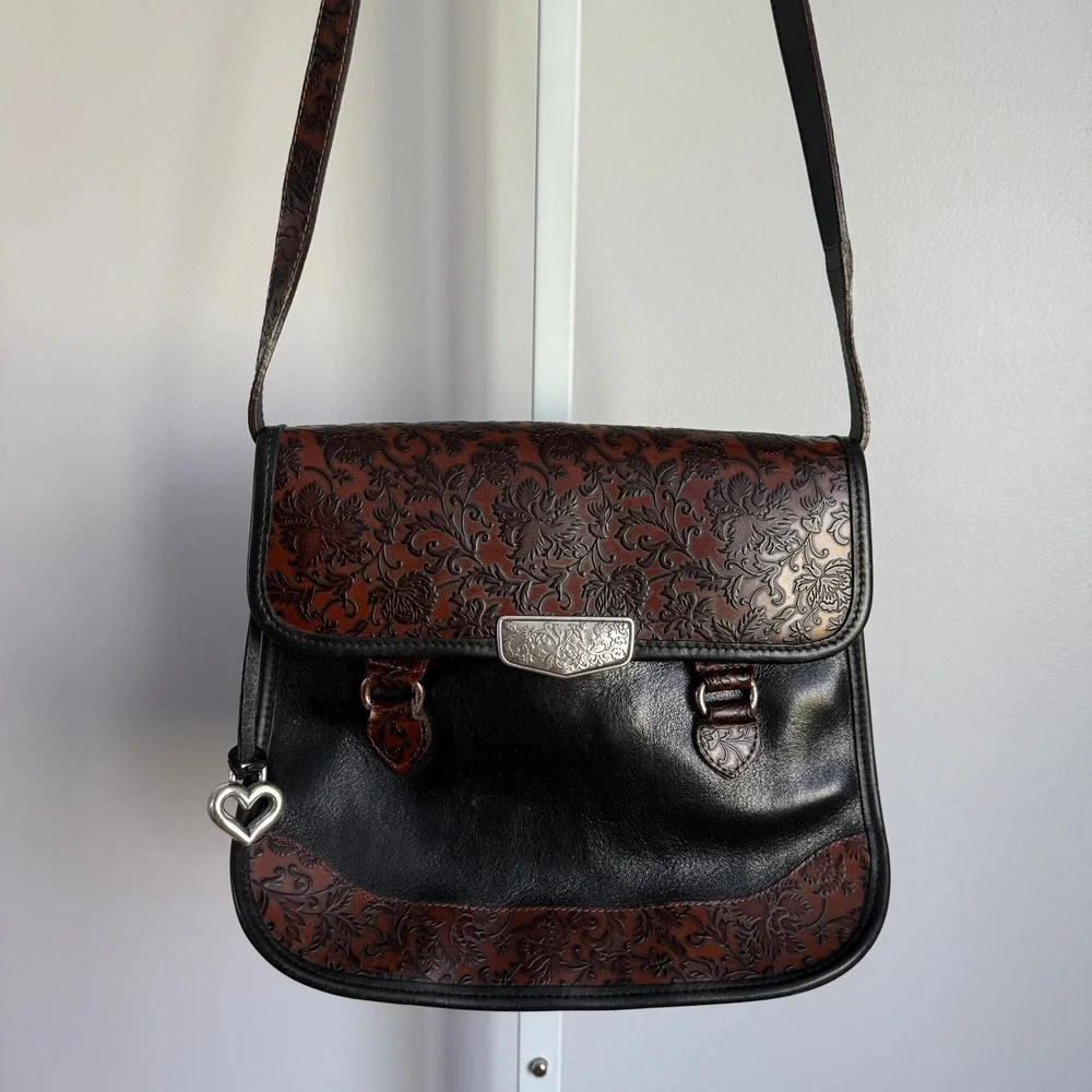 Brighton Brighton Marsella Fiori Floral Embossed Flap Crossbody Bag Heart‎ Charm